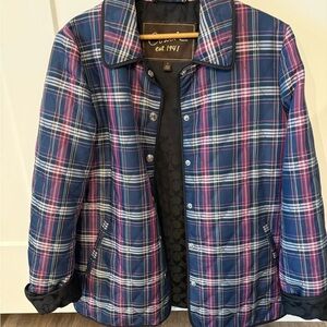 Coach Plaid Jacket with Blue and Pink Highlights